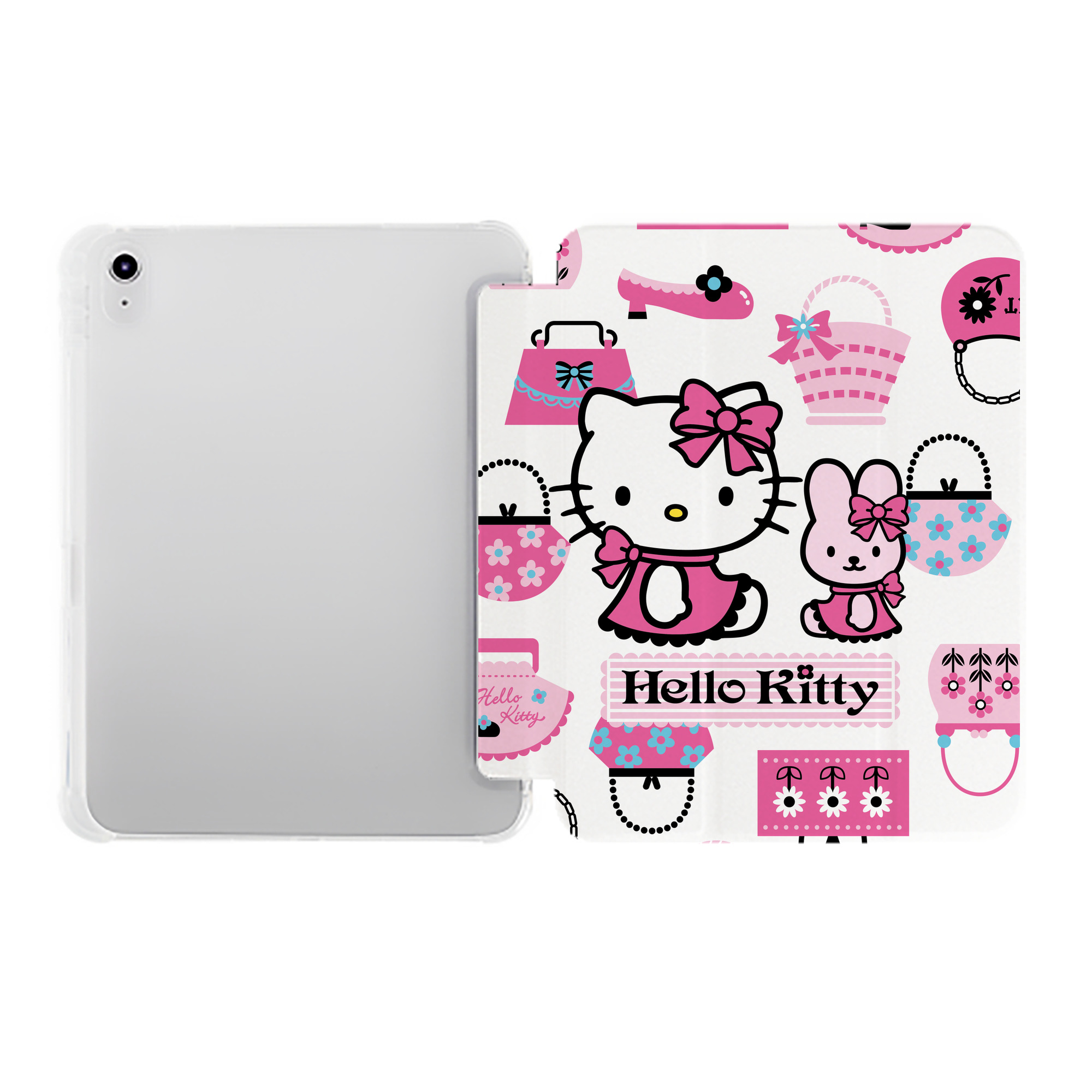 （画像用） Hello Kitty ハローキティ IPad ケース ペン収納付き 三つ折りスタンド PUレザー×シリコン 対応機種9.5/10.5/10.9インチ
